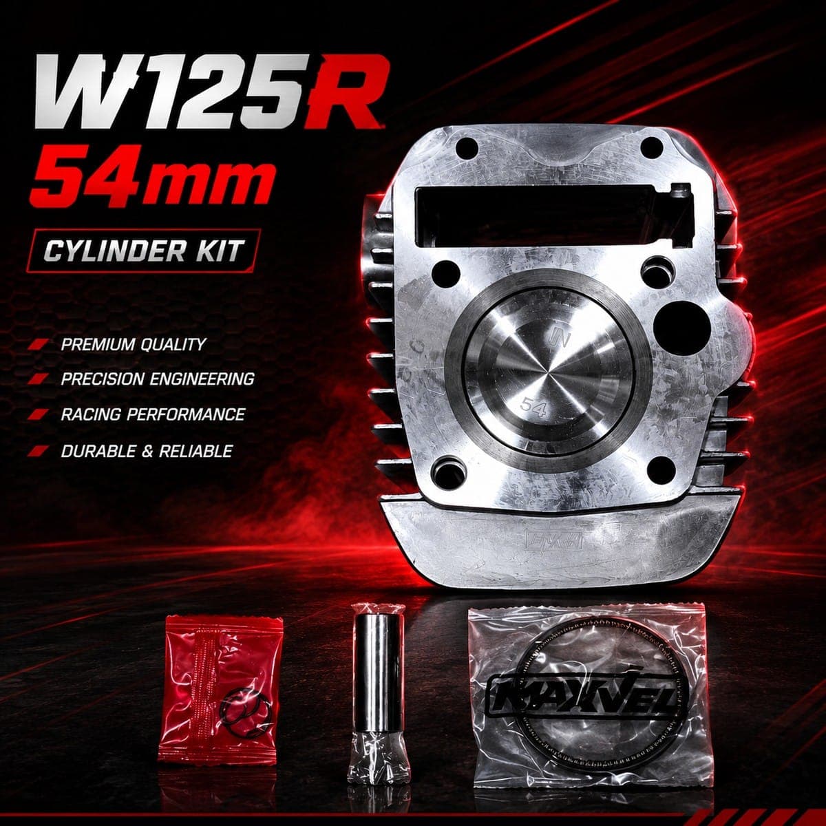 เสื้อสูบแต่ง W125R 54mm ไม่มียี่ห้อ ราคา 450 บาท - Mana Racing Shop