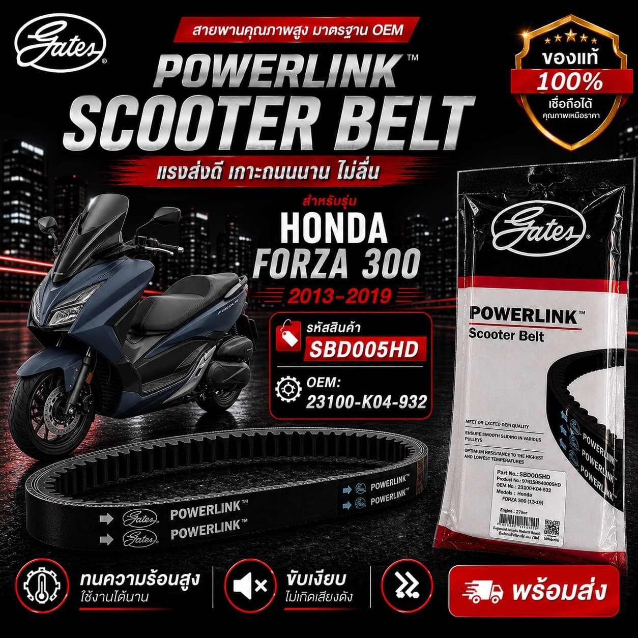 สายพาน POWER LINK FORZA300 13-19 ราคา 656 บาท - Mana Racing Shop