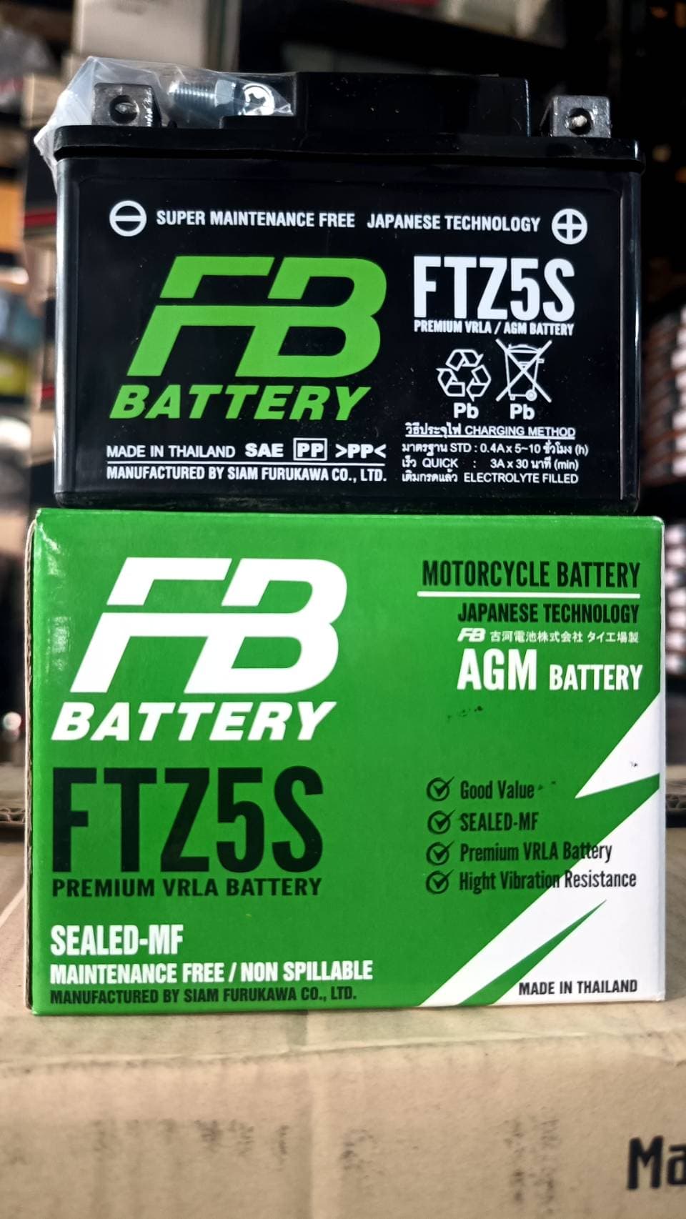 แบตเตอรี่ FB FTZ5S 1 ลูก ราคา 380 บาท - Mana Racing Shop