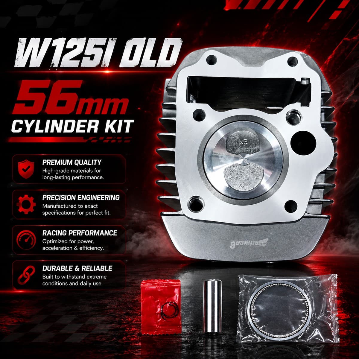 ชุดเสื้อสูบแต่ง W125i old 56mm ราคา 450 บาท - Mana Racing Shop