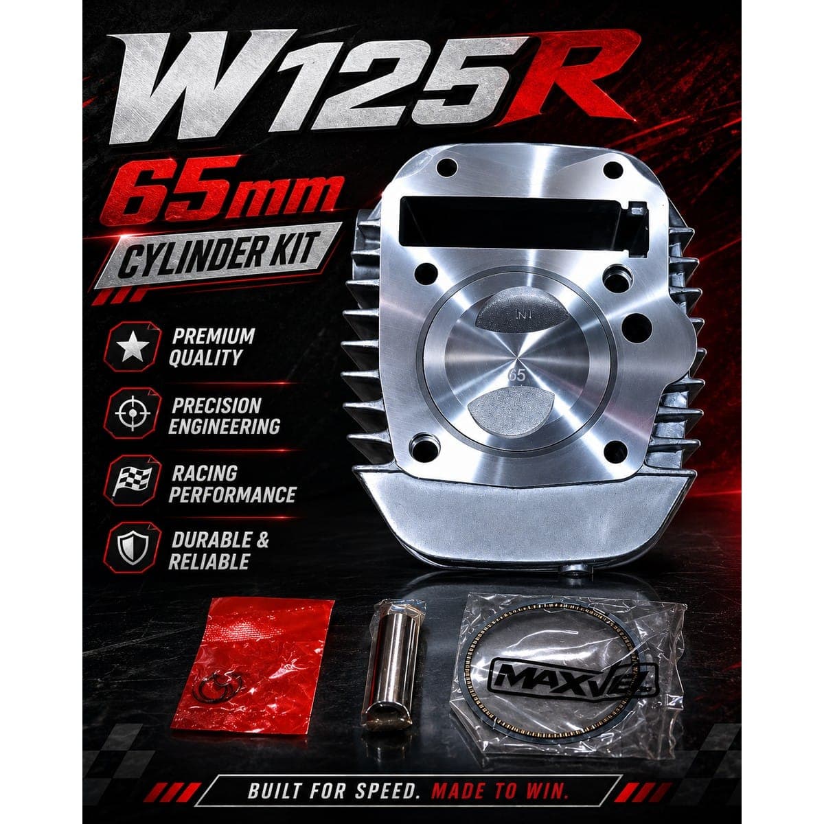 เสื้อสูบแต่ง W125R 65mm ไม่มียี่ห้อ ราคา 510 บาท - Mana Racing Shop