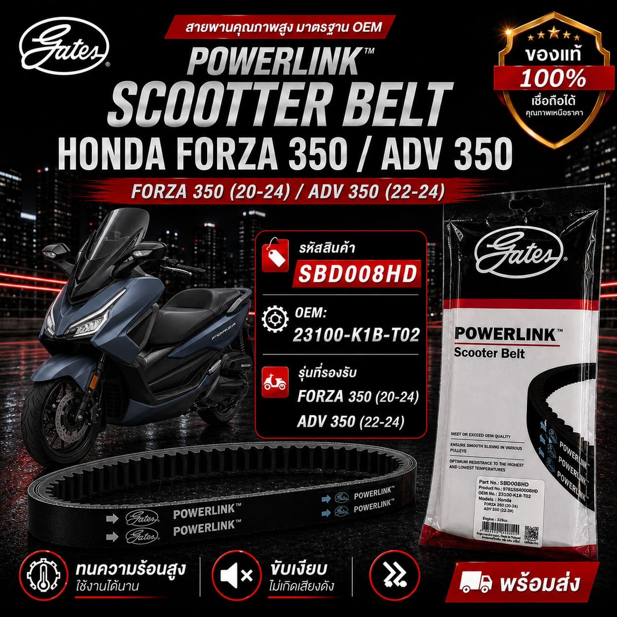 สายพาน POWER LINK FORZA350 20-24 ราคา 656 บาท - Mana Racing Shop
