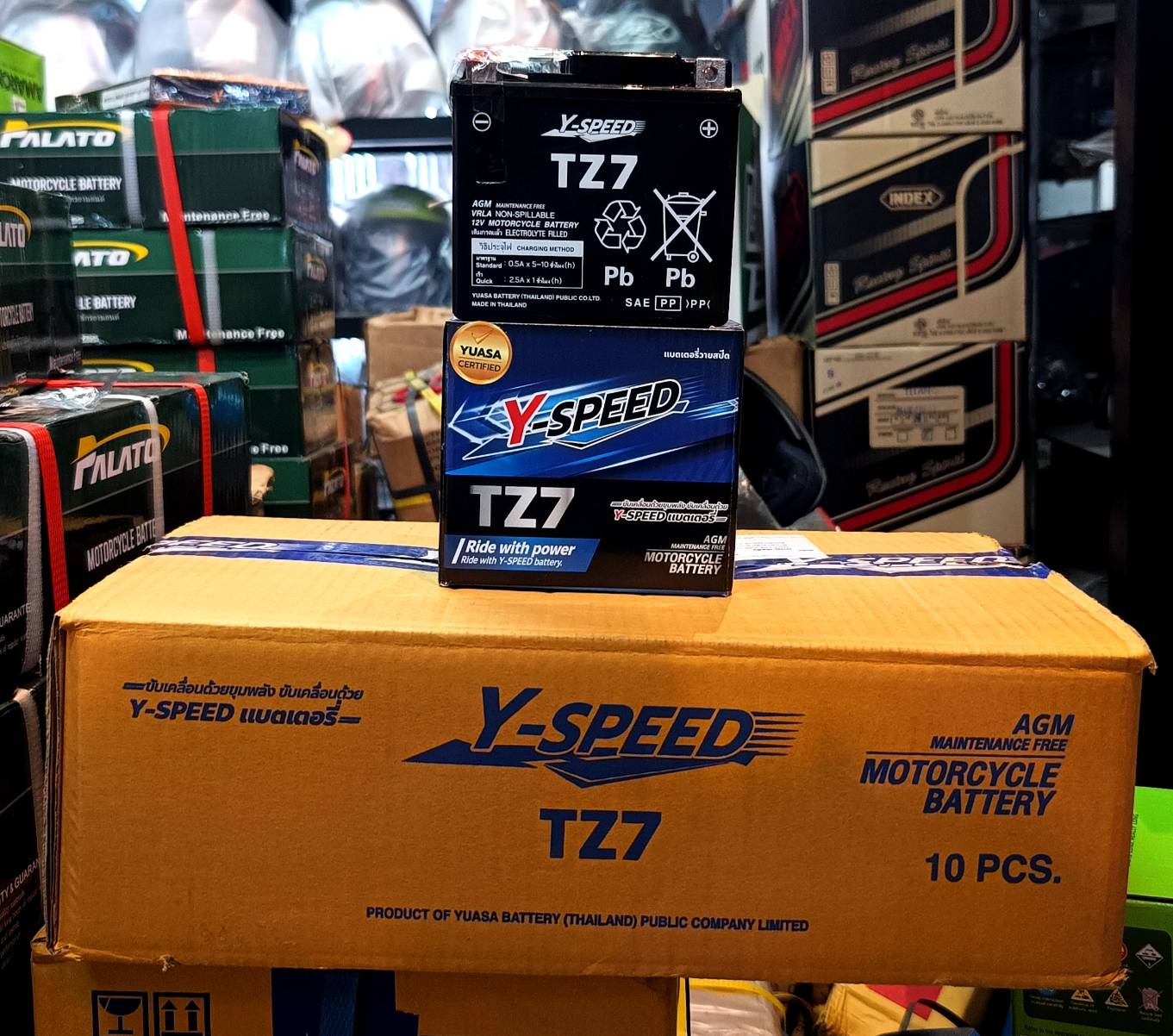 แบตเตอรี่ Y-speed TZ7 ยกลัง 10 ลูก ราคา 3,700 บาท - Mana Racing Shop