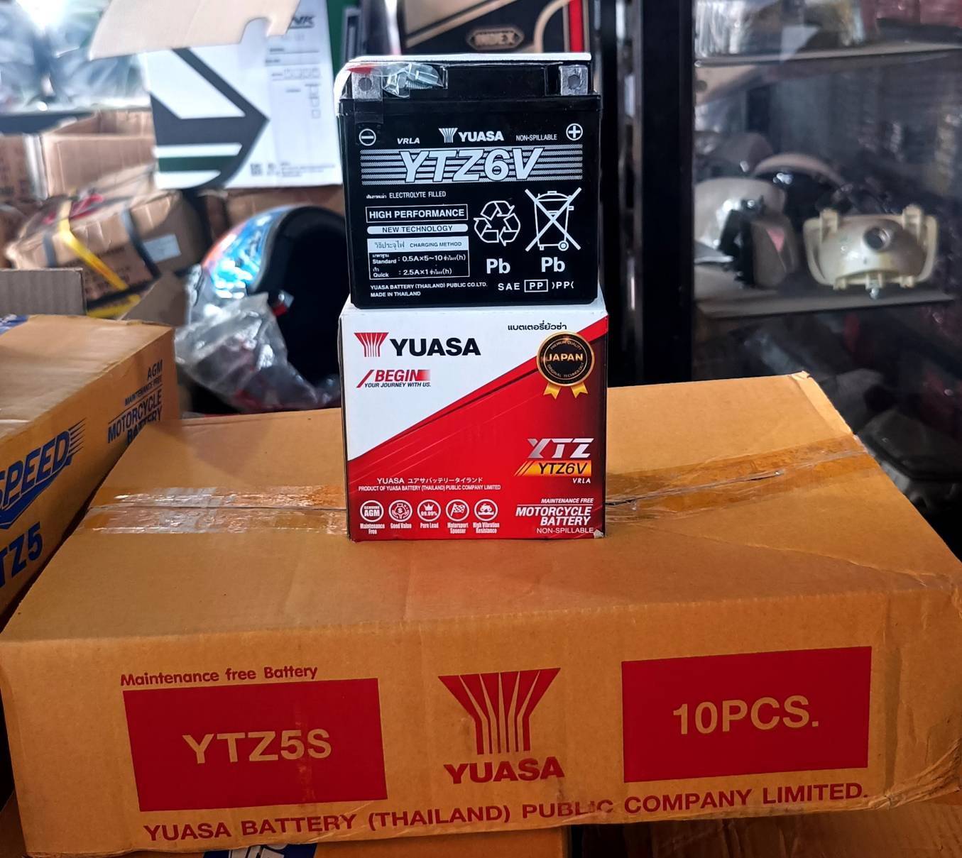 แบตเตอรี่ YUASA YTZ6V ยกลัง 10 ลูก ราคา 5,800 บาท - Mana Racing Shop