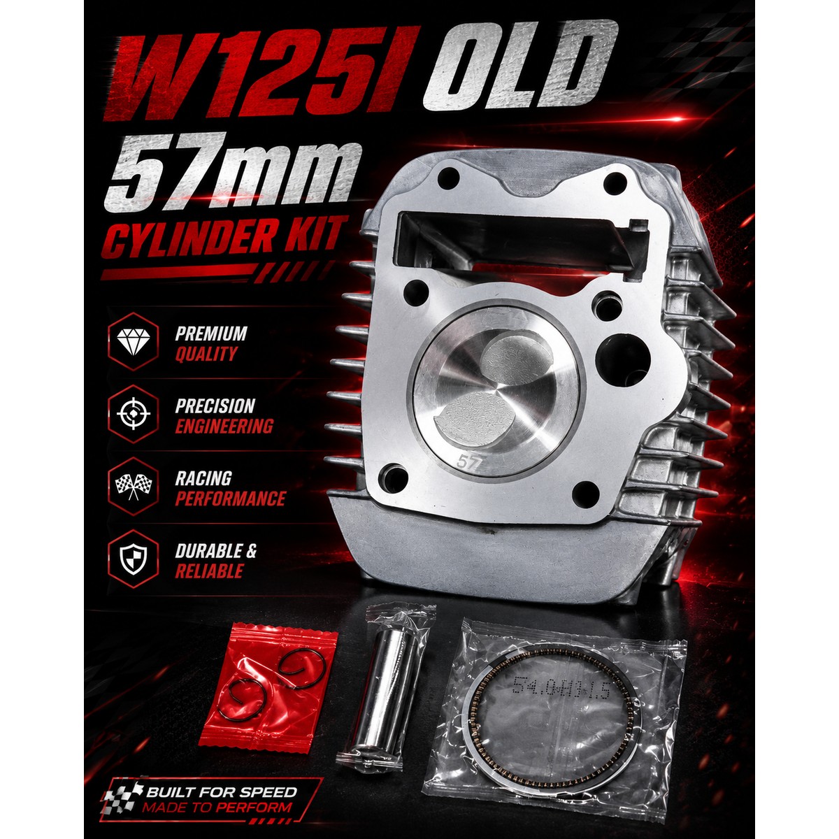 ชุดเสื้อสูบแต่ง W125i old 57mm พร้อมส่ง