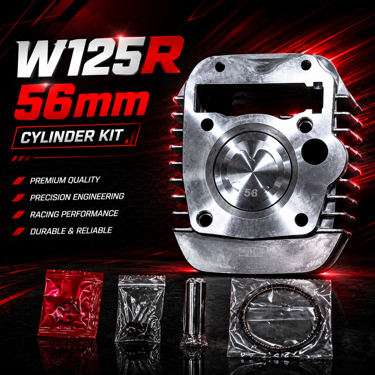 เสื้อสูบแต่ง W125R 56mm พร้อมส่ง